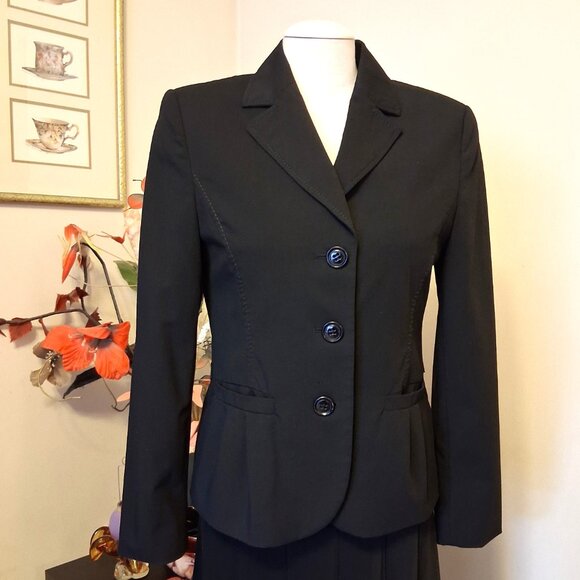 Preowned FRANK WALDER Women's High Quality Lined Black Blazer Jacket Size 38 - Picture 2 of 12